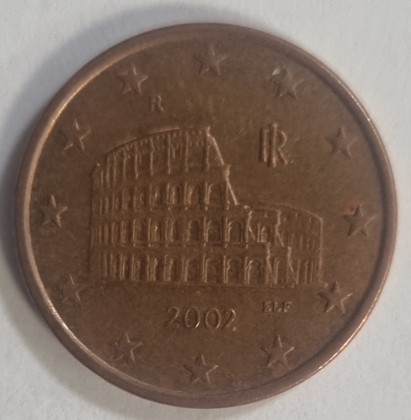 Moneda de 5 centimos de Italia del 2002