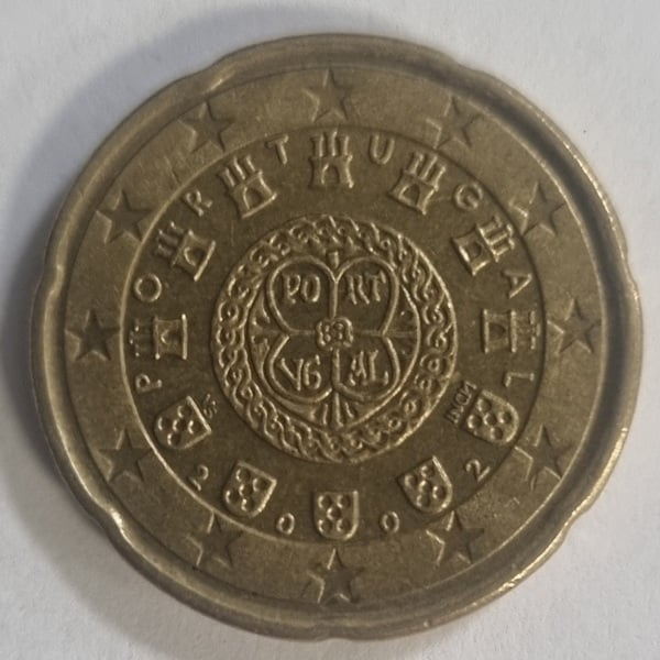 Moneda de 20 centimos de Portugal del 2002