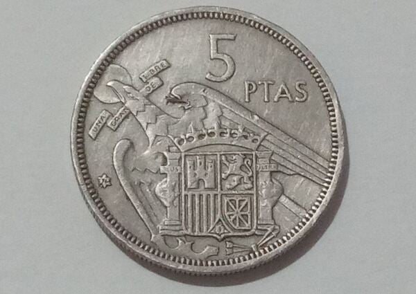 Moneda 5 pesetas España 1957 - Estrella 74