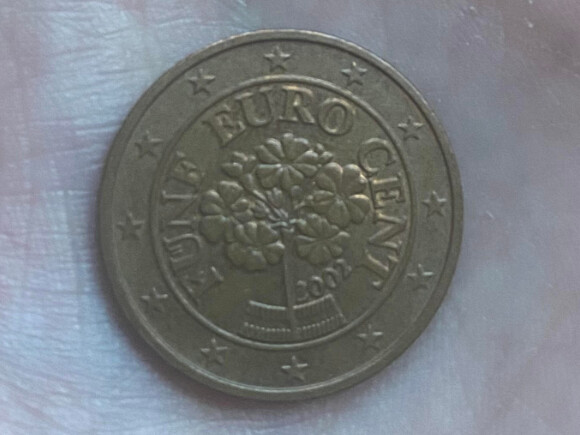 Moneda de 5 céntimos de Austria de 2002.