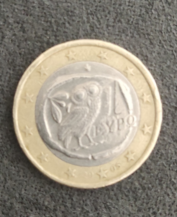 Moneda de 1 euro buho de la suerte año 2005