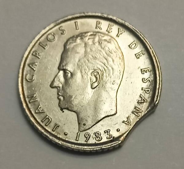 10 pesetas España 1983 error troquel