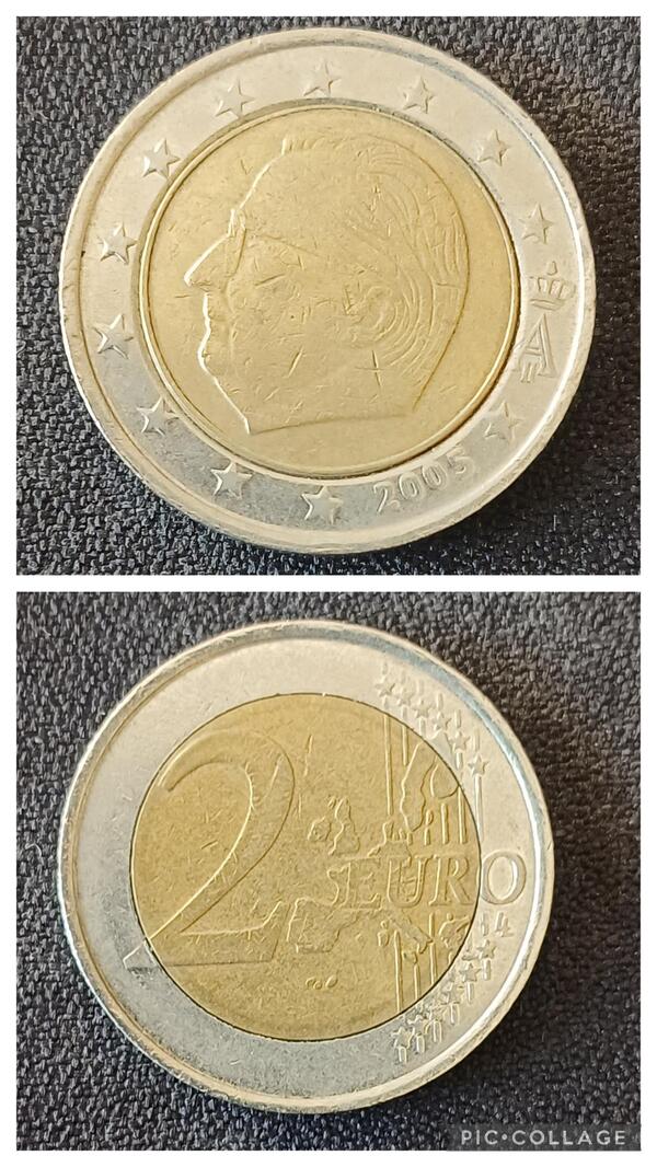 2 euros Belgica 2005 con errores