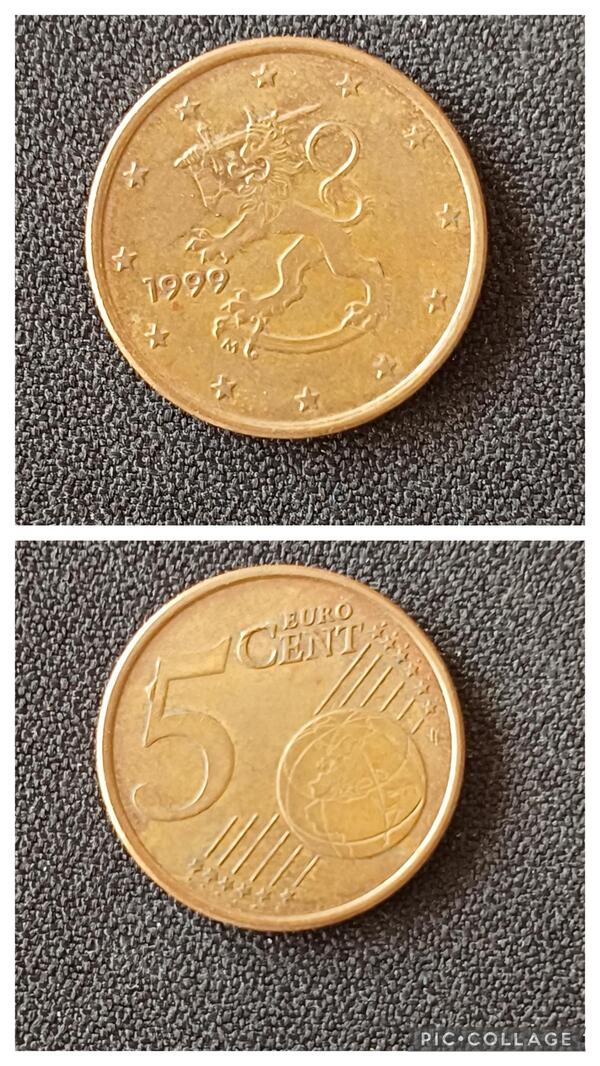 5 centimos Finlandia 1999 con errores
