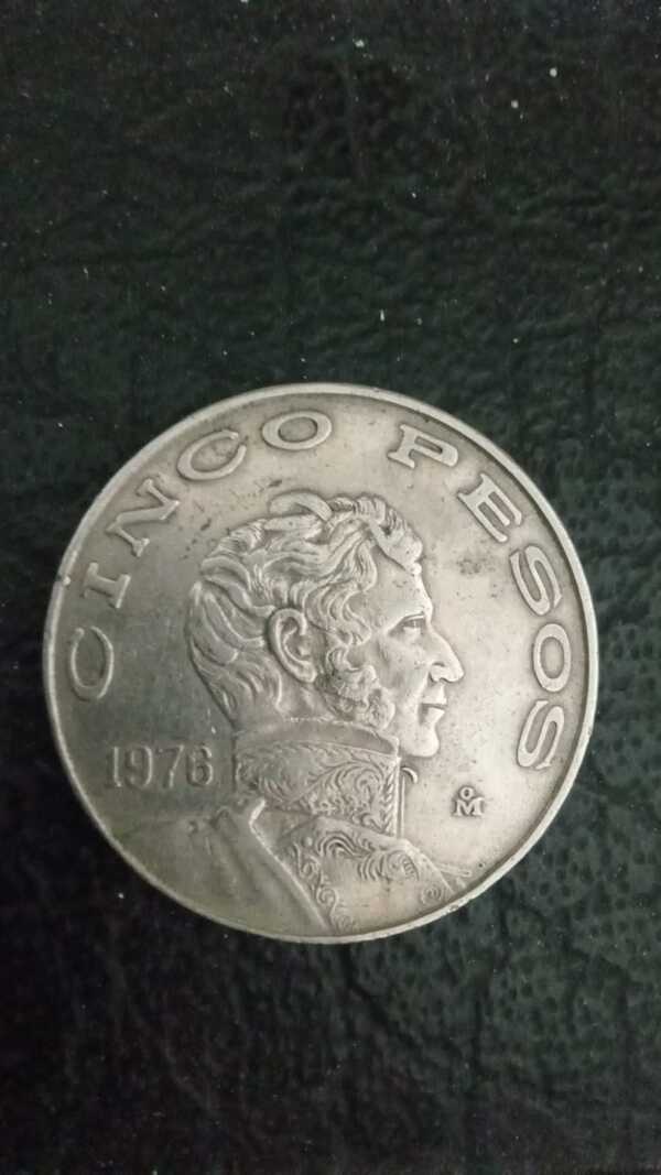 moneda 5 pesos vicente guerrero 1976