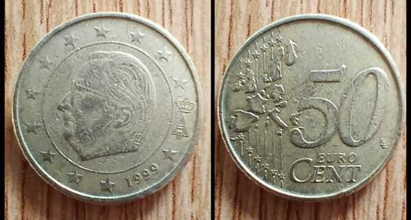 Moneda de 50 céntimos Bélgica 1999