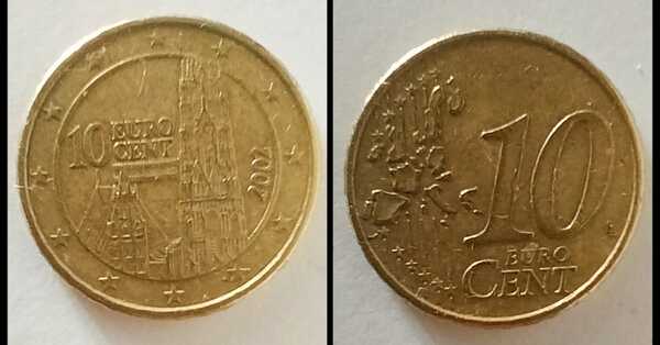 Moneda de 10 céntimos Austria 2002