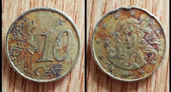 Moneda de 10 céntimos Italia 2002