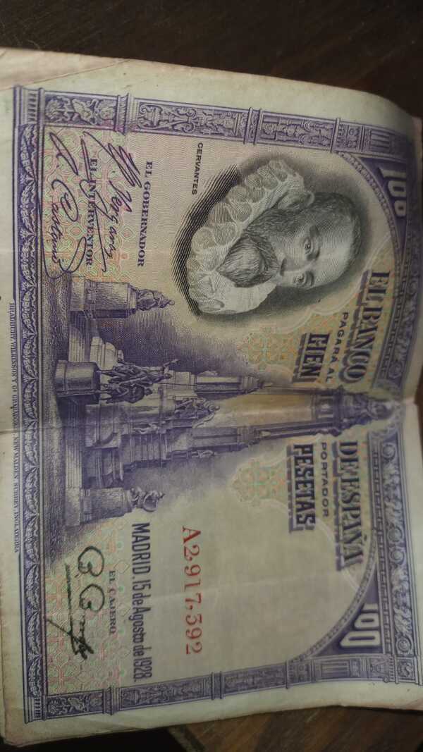 billete 100 pesetas Cervantes 1928