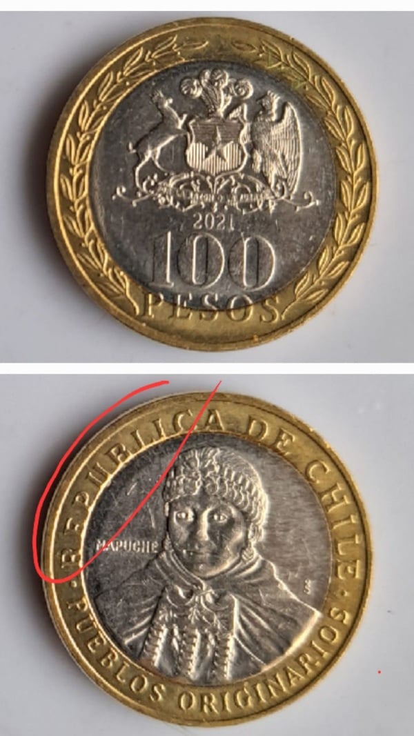100 Pesos Chile - moneda bimetalica