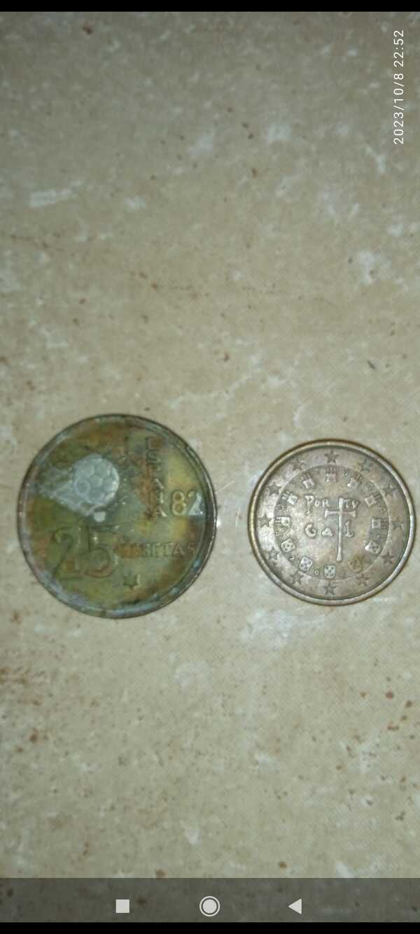 25 pesetas1980 football/5 cents Portugal (each coin, listen offers)