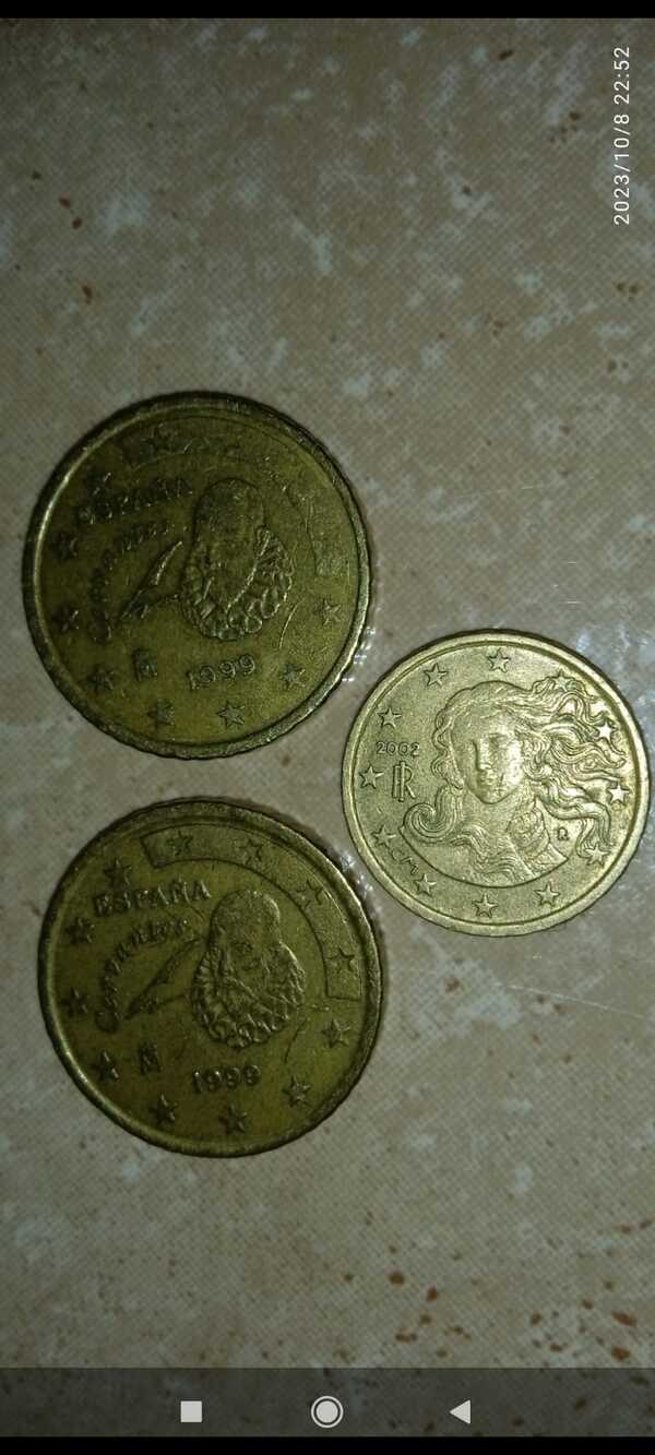 10 cents Italy Venus / 50 cents Spain 1999 (each coin, listen offers)