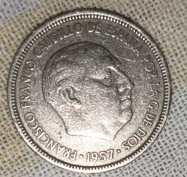 5 pesetas de Francisco Franco 1957 estrella 57