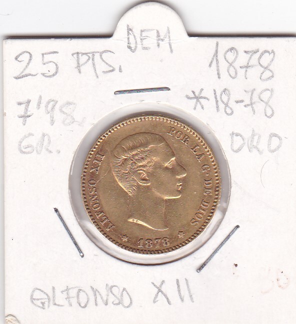 25 PTS DE ORO ALFONSO Xll 1878 18-78 EBC