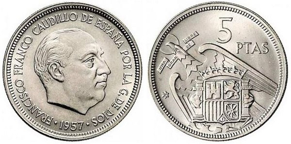 Moneda 5 pesetas 1957 *58