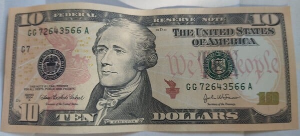 1 billete de 10 dolares USA series 2004