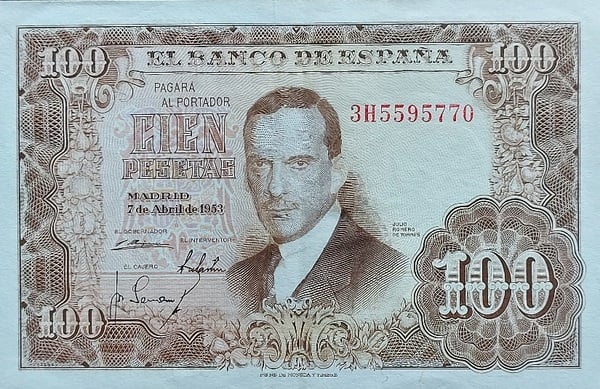 Billete 100 Pesetas España 1953 Julio Romero de Torres