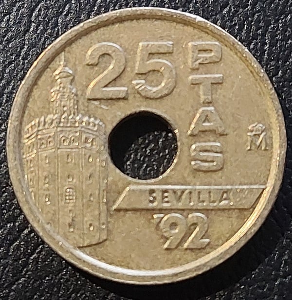 Moneda 25 Pesetas España 1992 Conmemorativa Sevilla