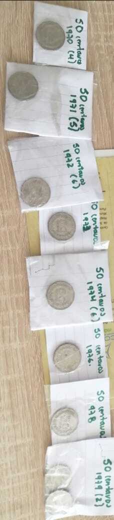 Monedas de 50 centavos años 70,71,72,73,74,76.78,79 total 26 monedas