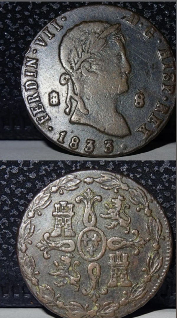 Moneda 8 Maravedis Fernando VII 1833