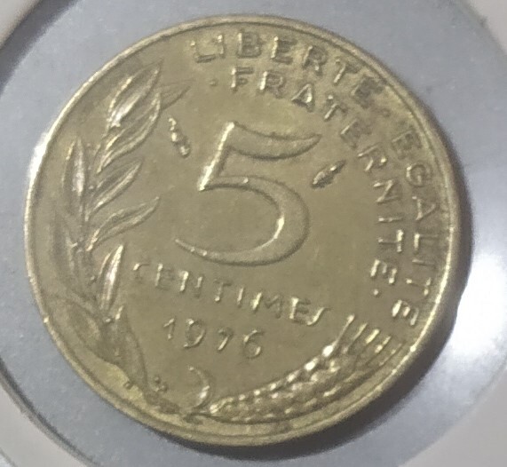moneda francia 5 centimos 1976