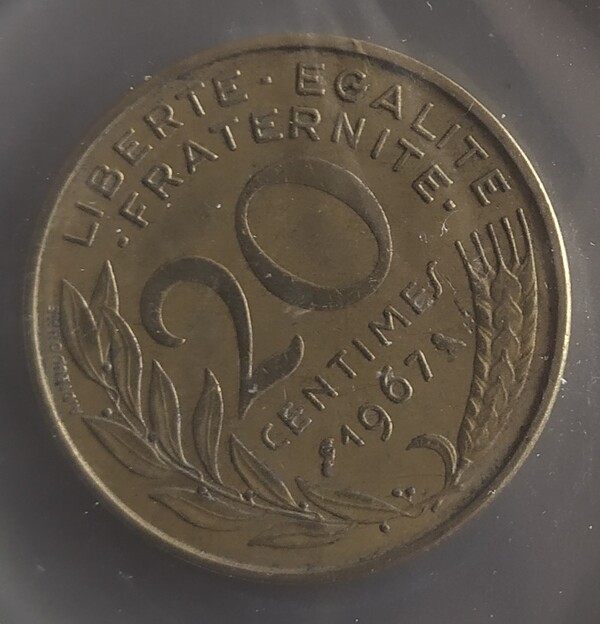 moneda FRANCIA 20 CENTIMOS 1967