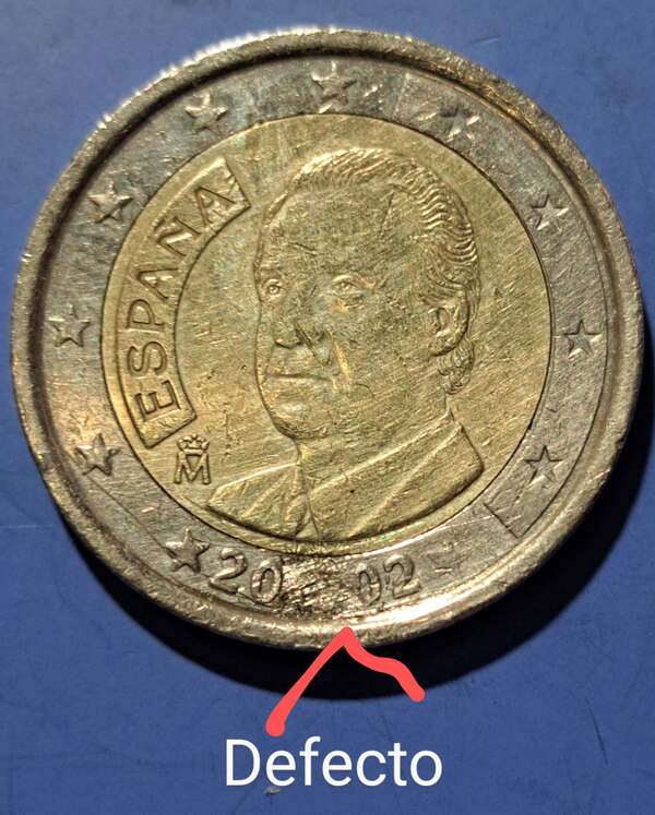 Vendo moneda de 2€ de España 2002 con error.