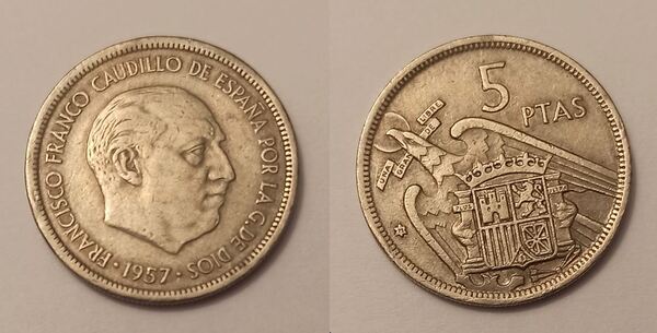 5 pesetas del año 1957 *71