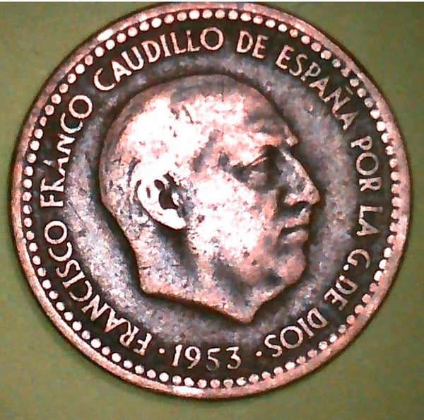 Una peseta de Franco del año 1953 con estrella 19*..