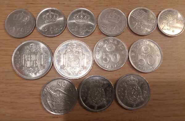 Pack 13 monedas Pesetas grandes desde 1958 a 1982. XF