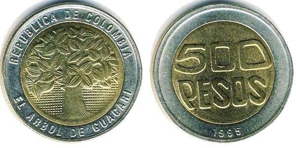 Moneda de 500 pesos Colombianos de 2004 (286) (VF)
