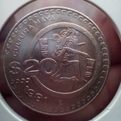 Moneda 20 pesos Cultura maya 1981