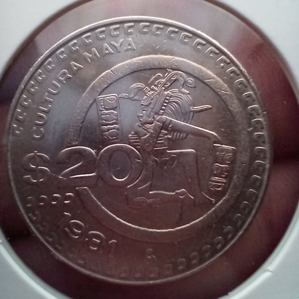 Moneda 20 pesos Cultura maya 1981
