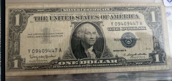 Billete de 1 dólar de EEUU del año 1957 A,sello azul