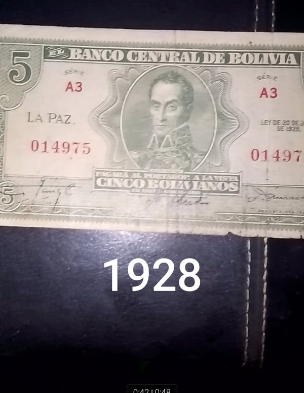 Billetes de 5 Boliviano de Bolivia