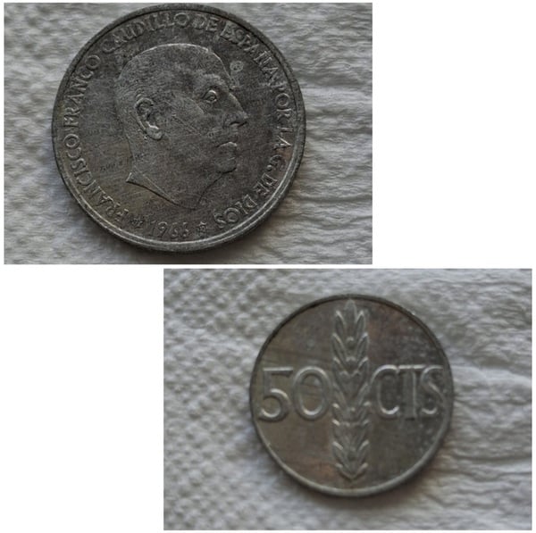 Moneda Franco 50 céntimos de 1966.