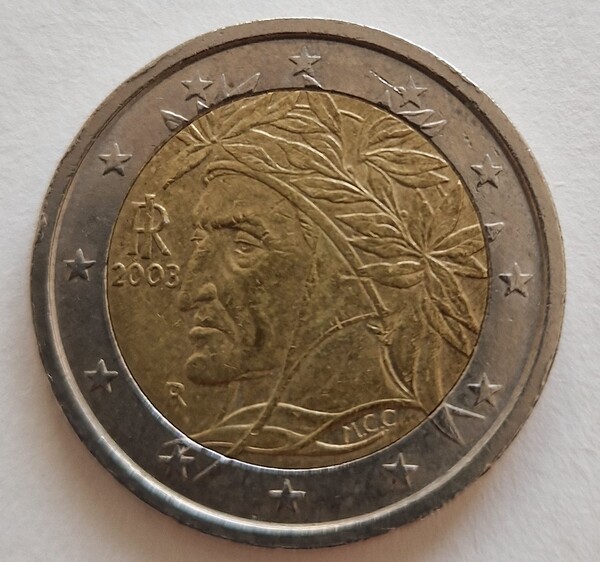 Moneda  2 Euro 2003 Italia Dante