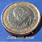 Vendo moneda de 1 € de  1999 higienizada con errores de acuñacion (ver fotos ).