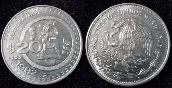 Moneda de 20 pesos mexicanos del año 1982