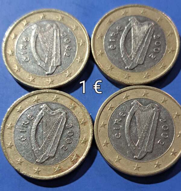 ●● Vendo un lote de 4 monedas de Irlanda de 1 € todas del 2002.