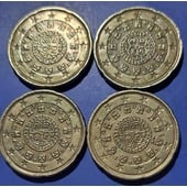 4☆☆ Vendo lote de 5 monedas de 20 céntimos de euro ( higienizadas ) de Portugal del año 2002.