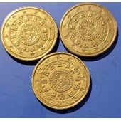 16☆☆ Vendo lote 3 monedas de 10 céntimos de euro ( higienizadas ) de Portugal del 2002.