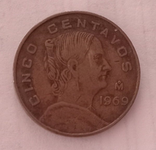 Moneda de 5 centavos 1969 Josefa Ortiz de Domínguez