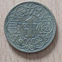 Lote 2 unidades de 1 peseta de 1944 de Franco