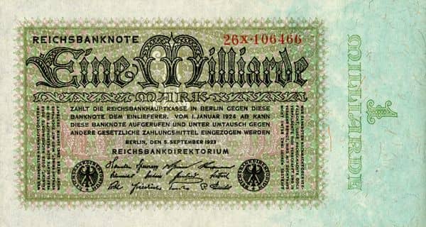 1000000000 Mark Reichbanknote