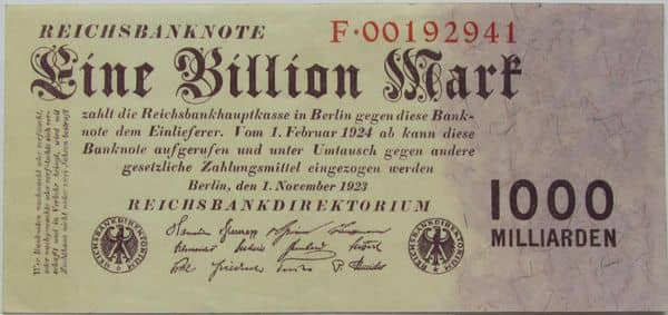 1000000000000 Mark Reichsbanknote