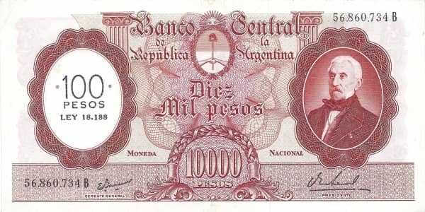 100 Pesos (Overprint on 10000 Pesos)