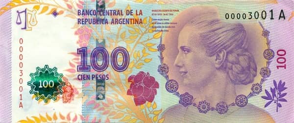 100 Pesos (60th Anniversary of Eva Perón's Death)
