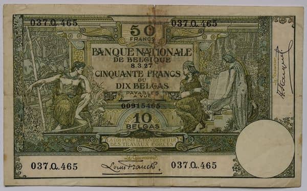50 Francs - 10 Belgas