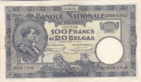 100 Franks - 20 Belgas
